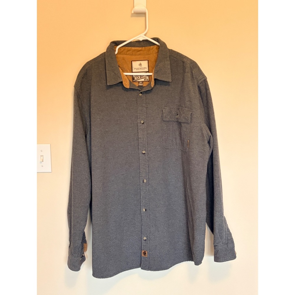 Legendary Whitetails Gray Buck Camp Flannel Button Up Shirt Mens 2XT 2X Tall
